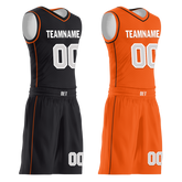 Custom Black Orange Classic Style Reversible Basketball Uniform Personalized COOLMAX BBJR-D017019